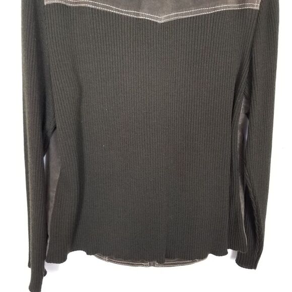 Coldwater Creek Women Leather Suede Knit Jacket Sz 16 Brown Zip Up Classic - Picture 6 of 8